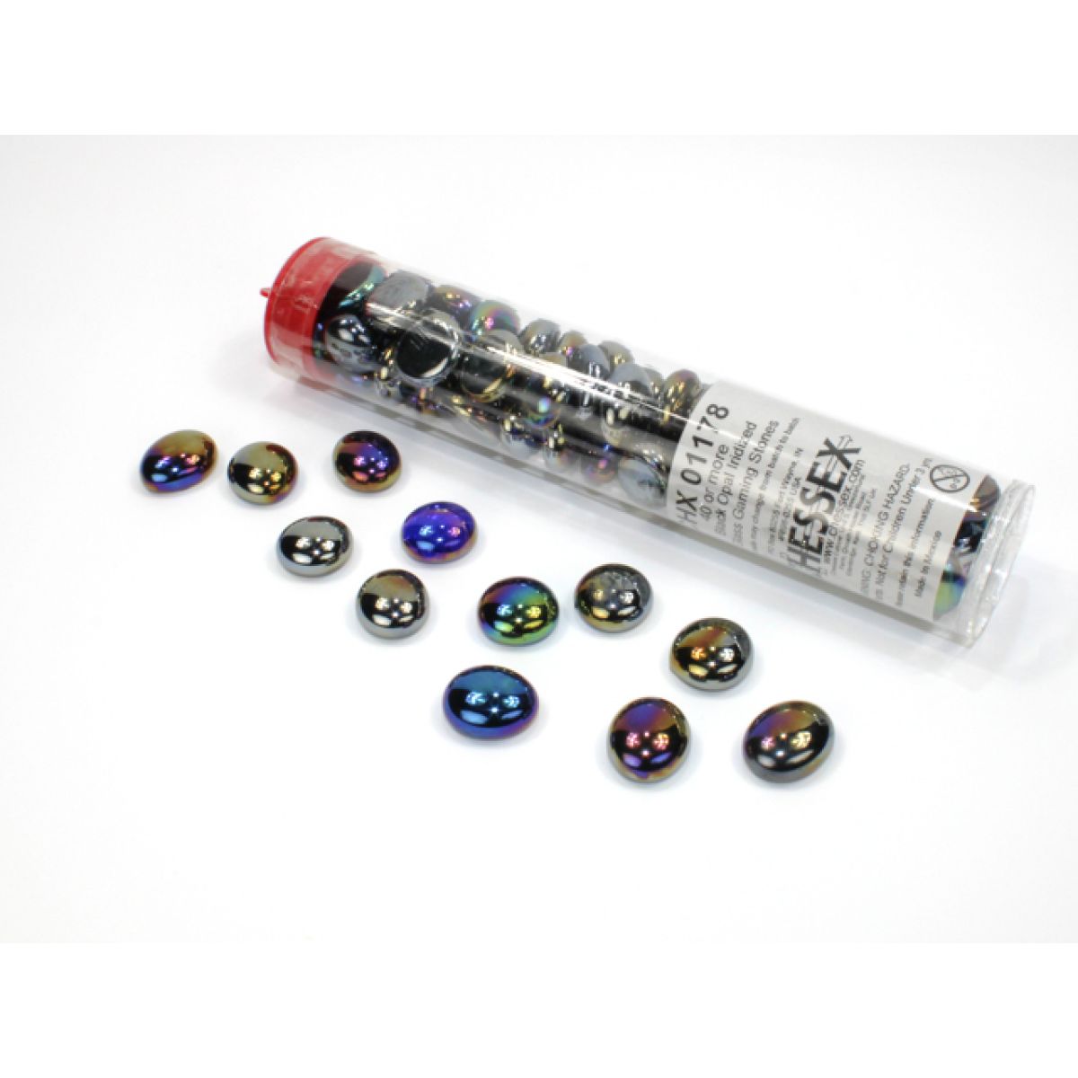 CHX 01178 Iridized Black Glass Stones Tube