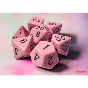 CHX 25464 Opaque Polyhedral Pastel Pink/black 7-Die Set