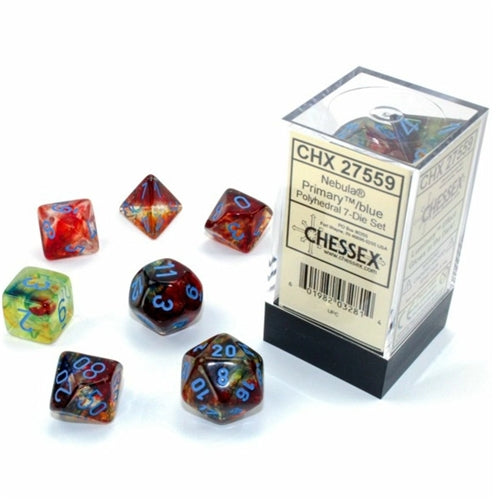 CHX 27559 Nebula Polyhedral Primary/Blue Luminary 7-Die Set