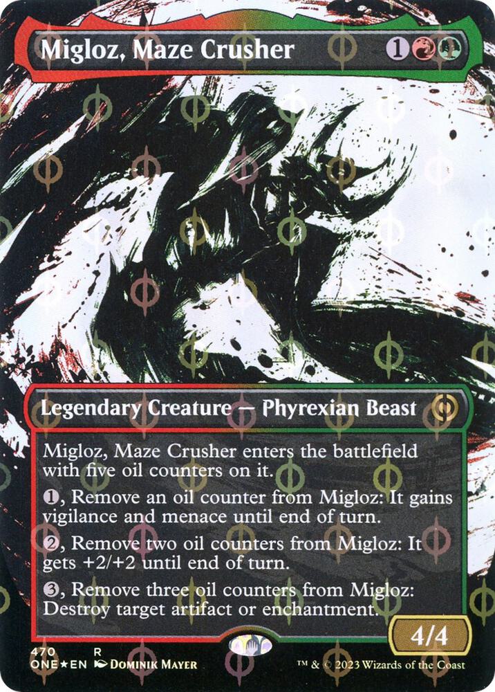 Migloz, Maze Crusher 470 (Phyrexia: All Will Be One)  - Borderless Compleat Foil