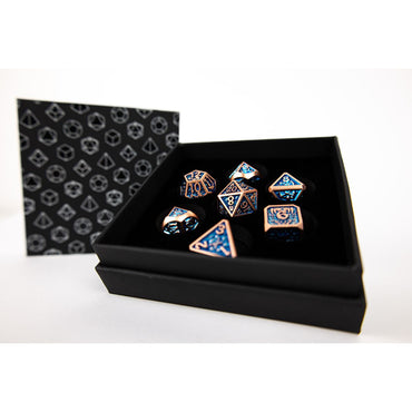 LPG Dice Set - Metal RPG Draco Dark Blue/Brass