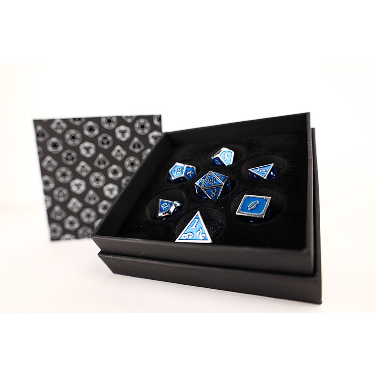 LPG Dice Set - Metal RPG Serif Blue/Silver
