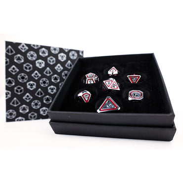 LPG Dice Set - Metal RPG Concentric Black/Red/Silver