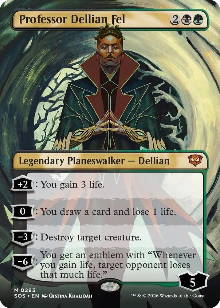 Professor Dellian Fel Borderless 283 (Secrets of Strixhaven)  - Borderless Foil