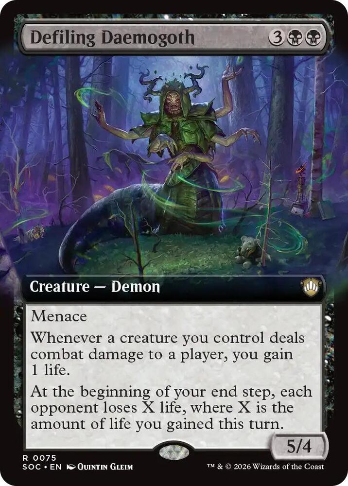 Defiling Daemogoth 75 (Commander: Secrets of Strixhaven)  - Extended Art