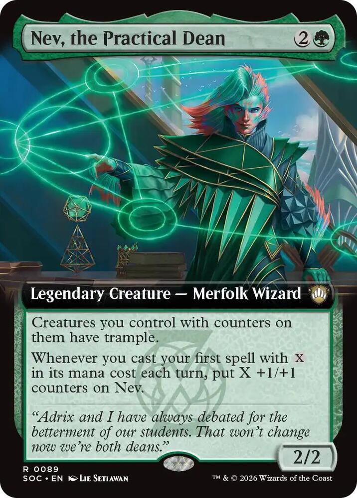 Nev, the Practical Dean 89 (Commander: Secrets of Strixhaven)  - Extended Art