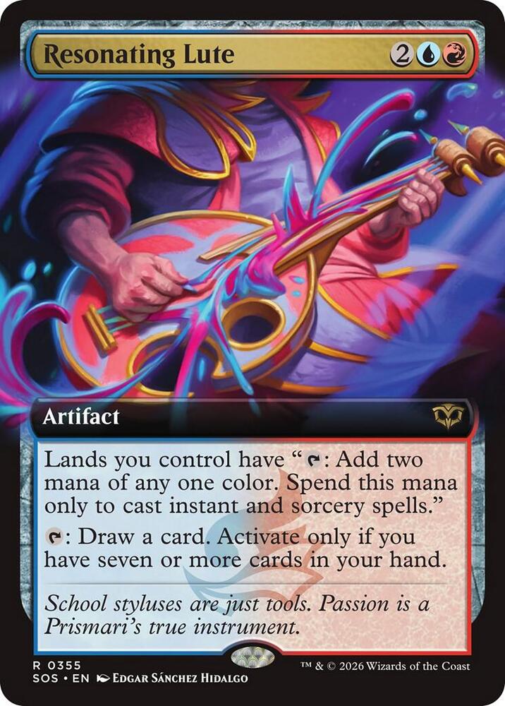 Resonating Lute 355 (Secrets of Strixhaven)  - Extended Art Foil