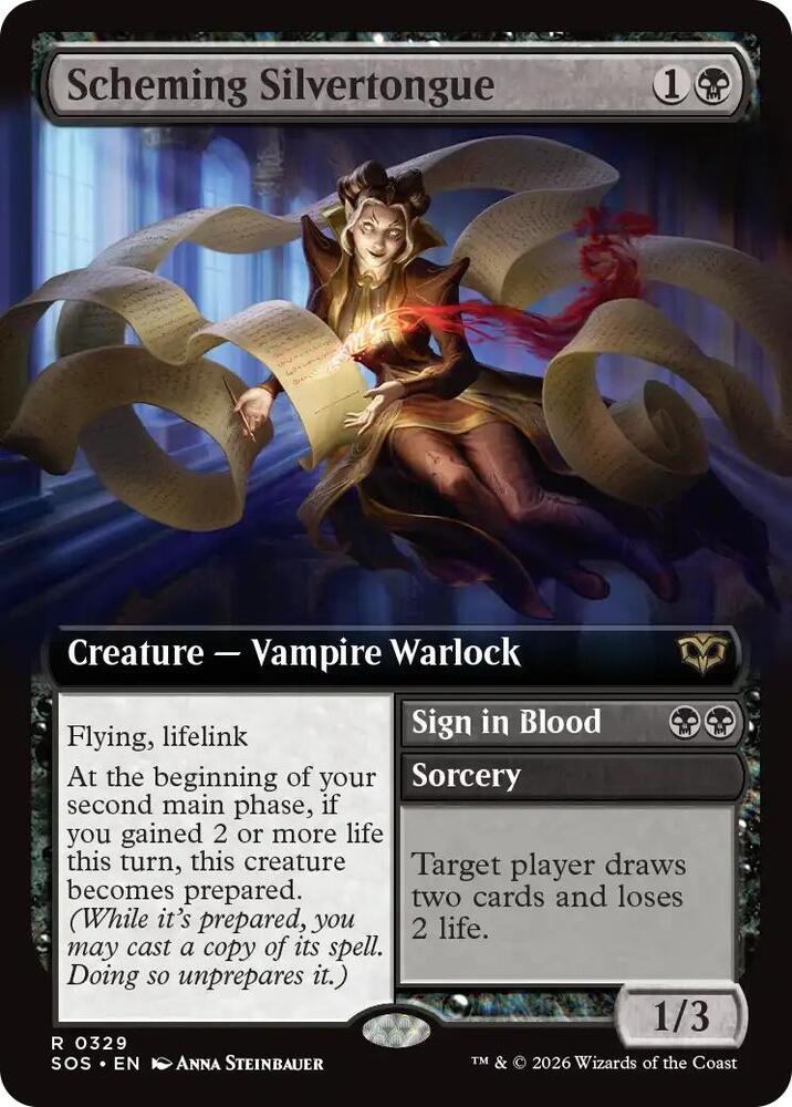Scheming Silvertongue // Sign in Blood 329 (Secrets of Strixhaven)  - Extended Art Foil