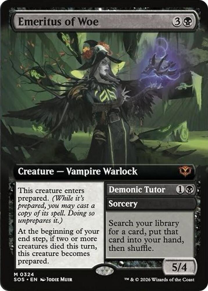 Emeritus of Woe // Demonic Tutor 324 (Secrets of Strixhaven)  - Extended Art
