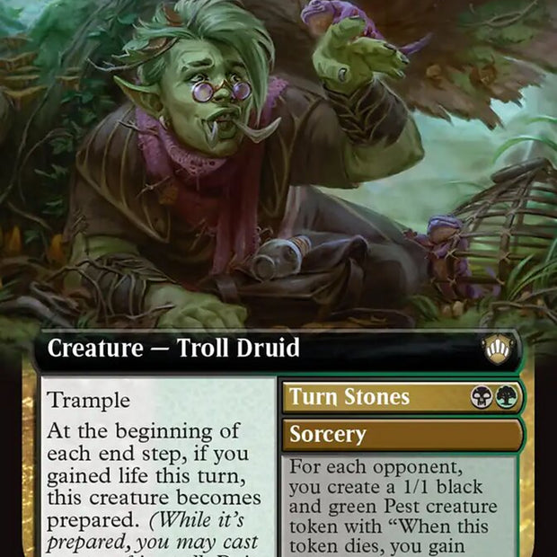 Eccentric Pestfinder // Turn Stones 94 (Commander: Secrets of Strixhaven)  - Extended Art