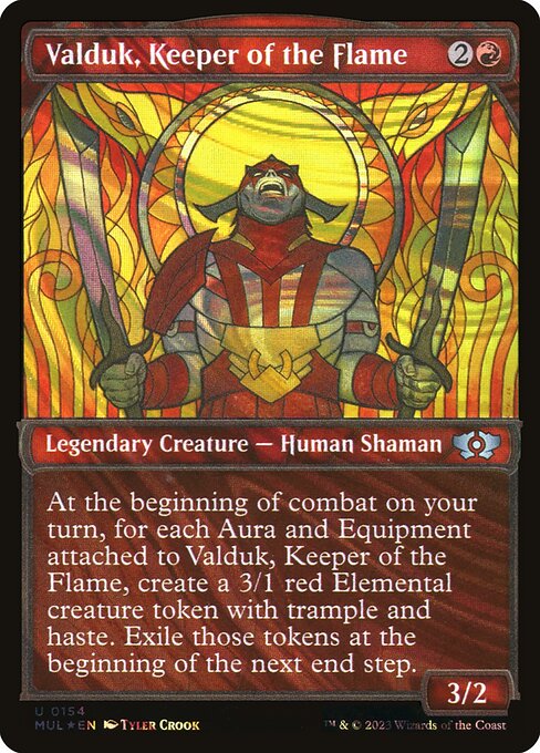 Valduk, Keeper of the Flame 154/65 (March of the Machine: Multiverse Legends)  - Showcase Halo Foil