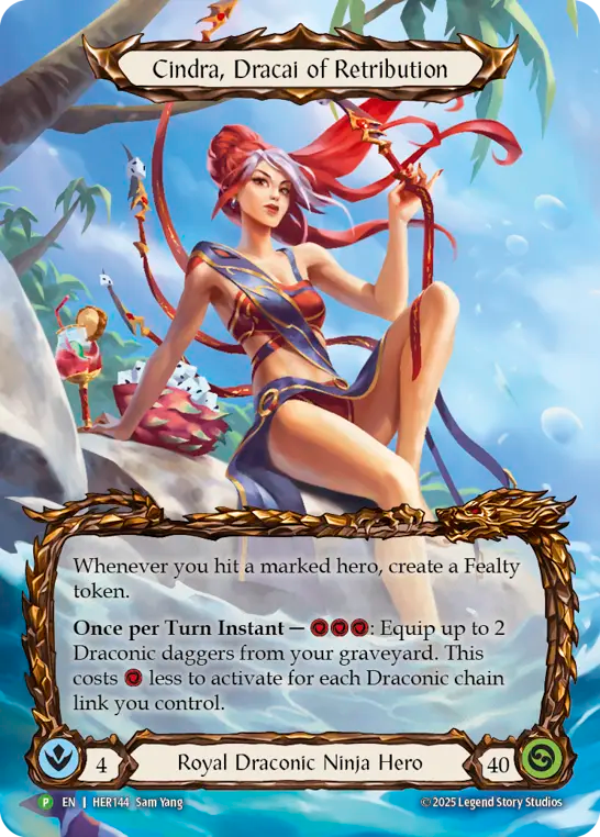 Cindra, Dracai of Retribution HER144 (Flesh and Blood: Promo Cards)  - Rainbow Foil