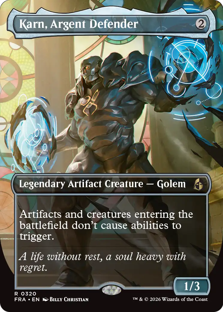 Karn, Argent Defender 320 (Reality Fracture)  - Borderless Foil