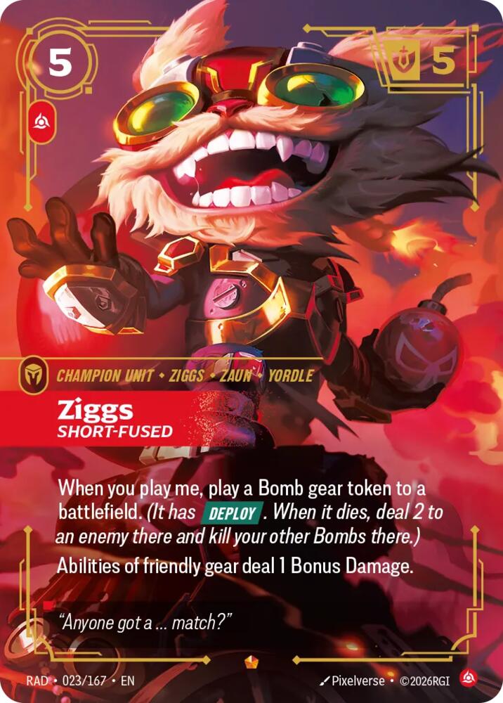 Ziggs Short Fused 023/167 (Radiance)  - Foil