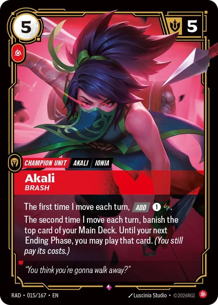 Akali - Brash 015/167 (Radiance)  - Foil