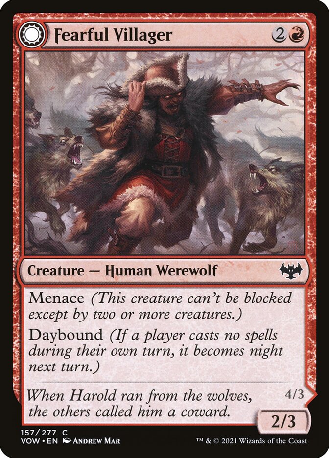 Fearful Villager // Fearsome Werewolf 157/277 (Innistrad: Crimson Vow) 
