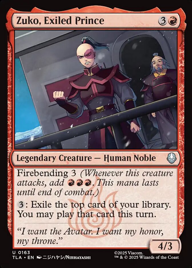 Zuko, Exiled Prince 163/286 (Avatar: The Last Airbender) 