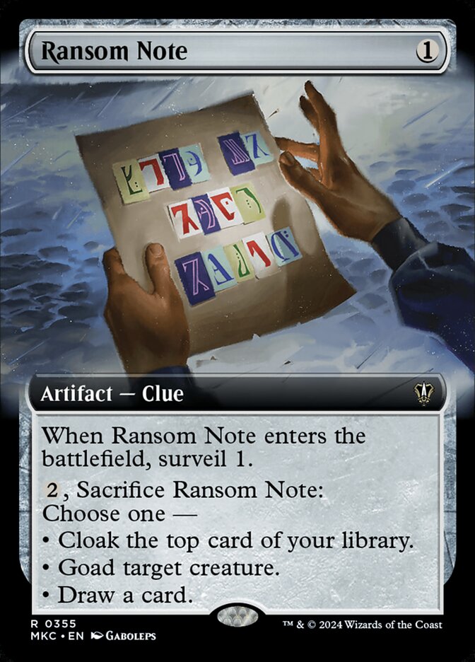 Ransom Note 355/311 (Commander: Murders at Karlov Manor)  - Extended Art