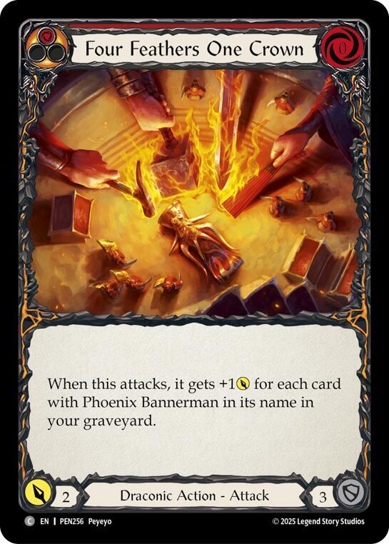 Four Feathers One Crown Red ()  - Rainbow Foil