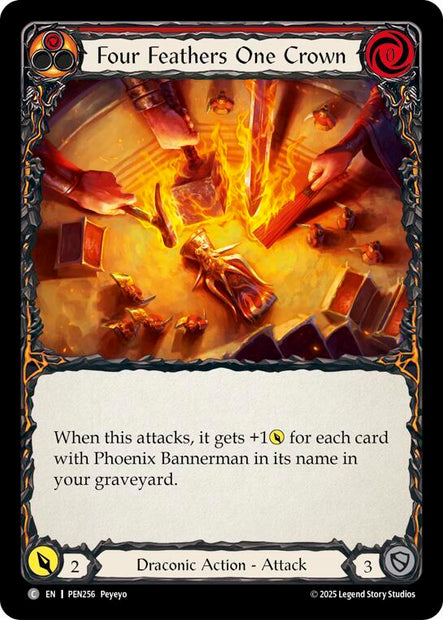 Four Feathers One Crown Red ()  - Rainbow Foil
