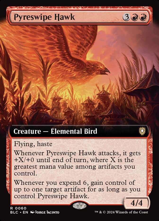 Pyreswipe Hawk 60/40 (Commander: Bloomburrow)  - Extended Art