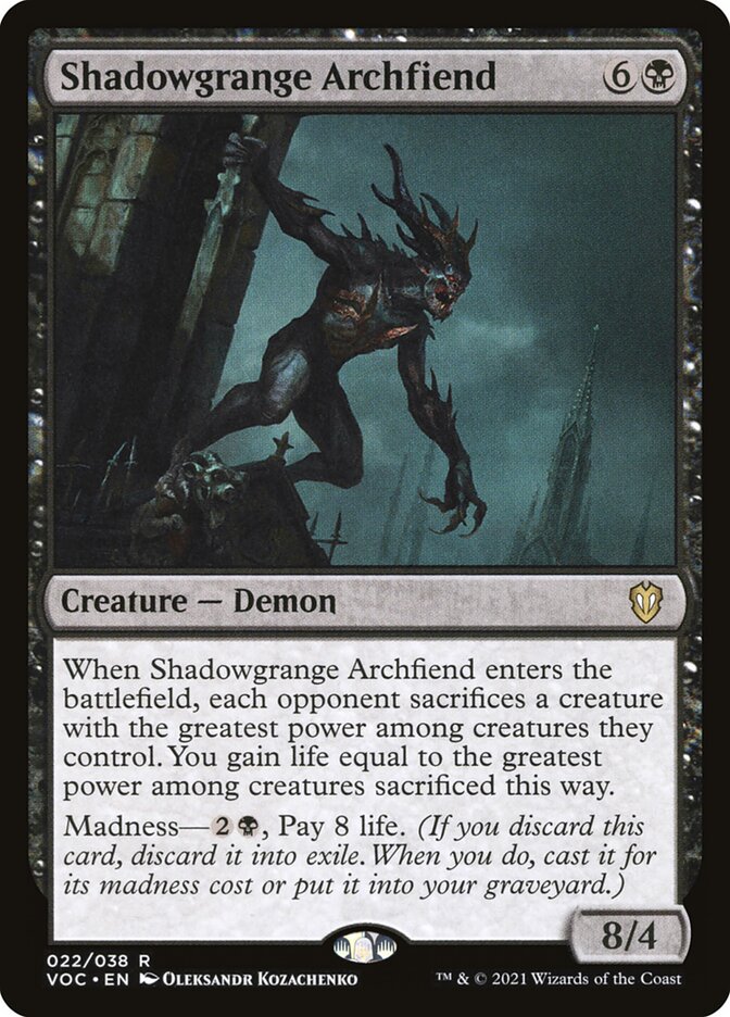 Shadowgrange Archfiend 22 (Commander: Innistrad: Crimson Vow) 
