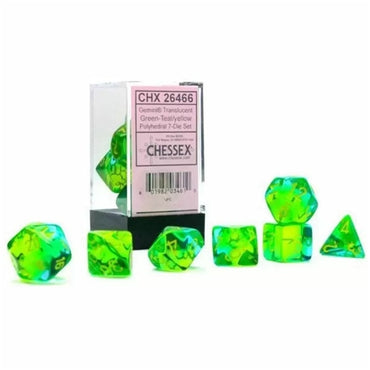 CHX 26466 Gemini Translucent Green-Teal/yellow Luminary 7-Die Set