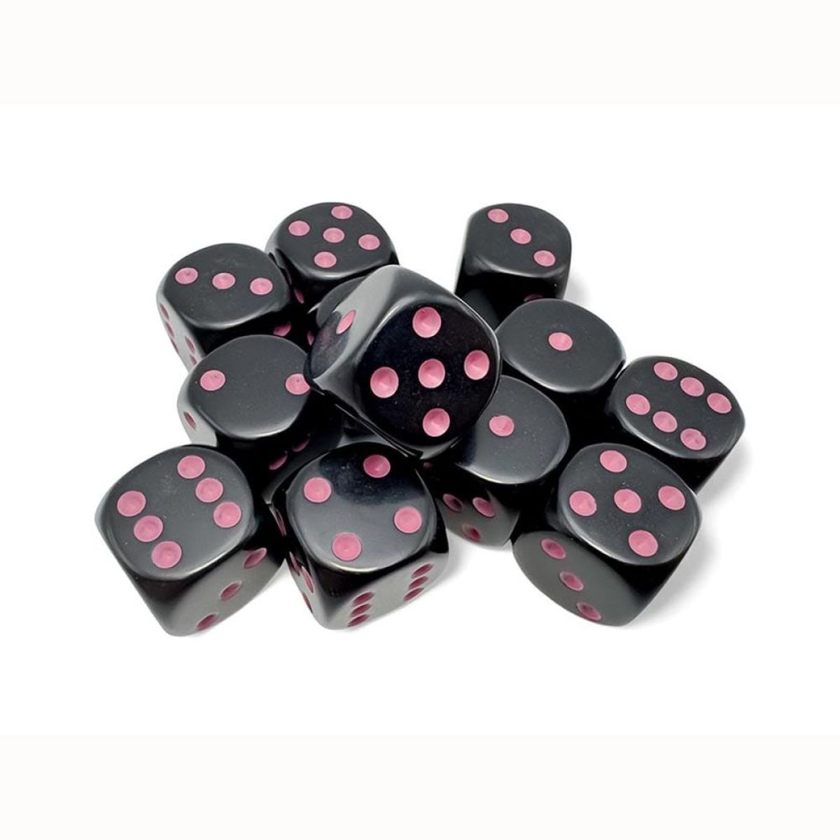 CHX 25648 Opaque 16mm d6 Black/pink Dice Block (12 dice)