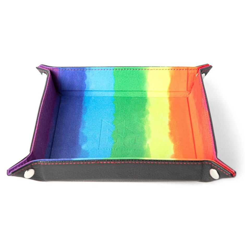 Fanroll: Fold Up Velvet Dice Tray w/ PU Leather Backing: Watercolor Rainbow