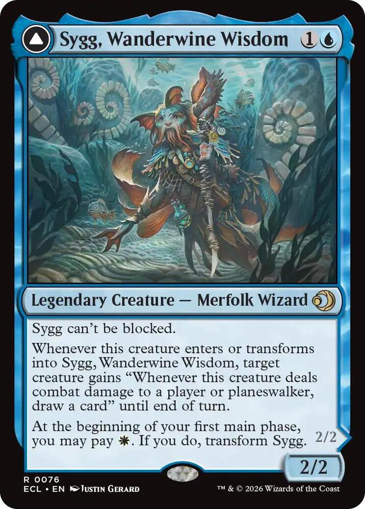 Sygg, Wanderwine Wisdom // Sygg, Wanderbrine Shield 76 (Lorwyn Eclipsed)  - Foil