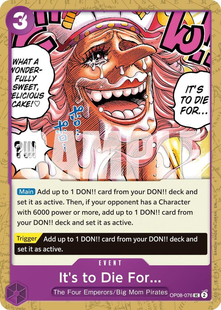 Its to Die For... (Reprint) OP08-076 (Premium Booster -The Best- Vol. 2) 
