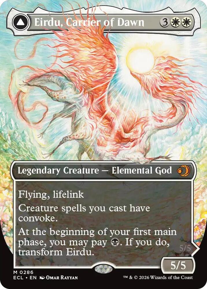 Eirdu, Carrier of Dawn // Isilu, Carrier of Twilight 286/273 (Lorwyn Eclipsed)  - Borderless Foil