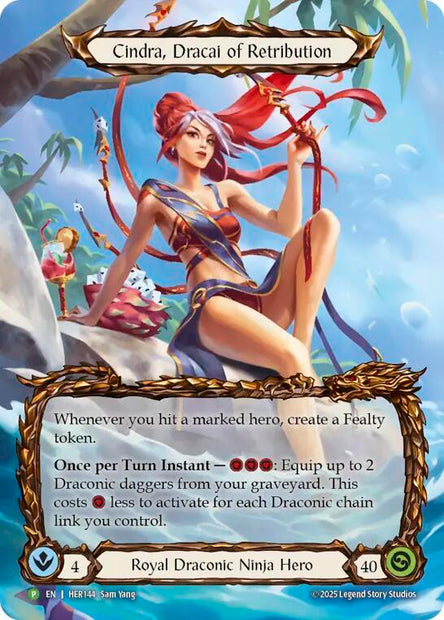 Cindra Dracai of Retribution HER144 HER144 (Flesh and Blood: Promo Cards)  - Rainbow Foil