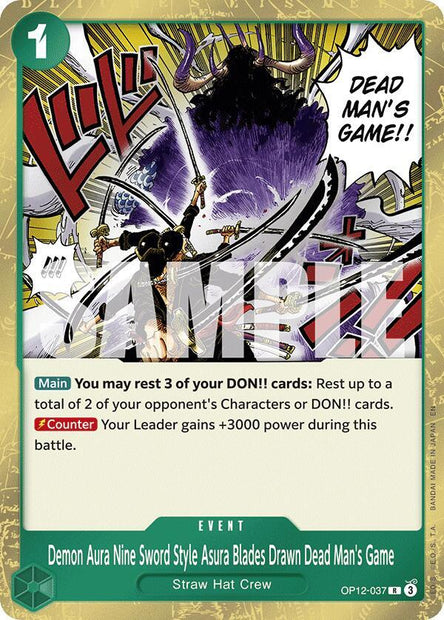 Demon Aura Nine Sword Style Asura Blades Drawn Dead Man's Game OP12-037 (Legacy of the Master)  - Foil