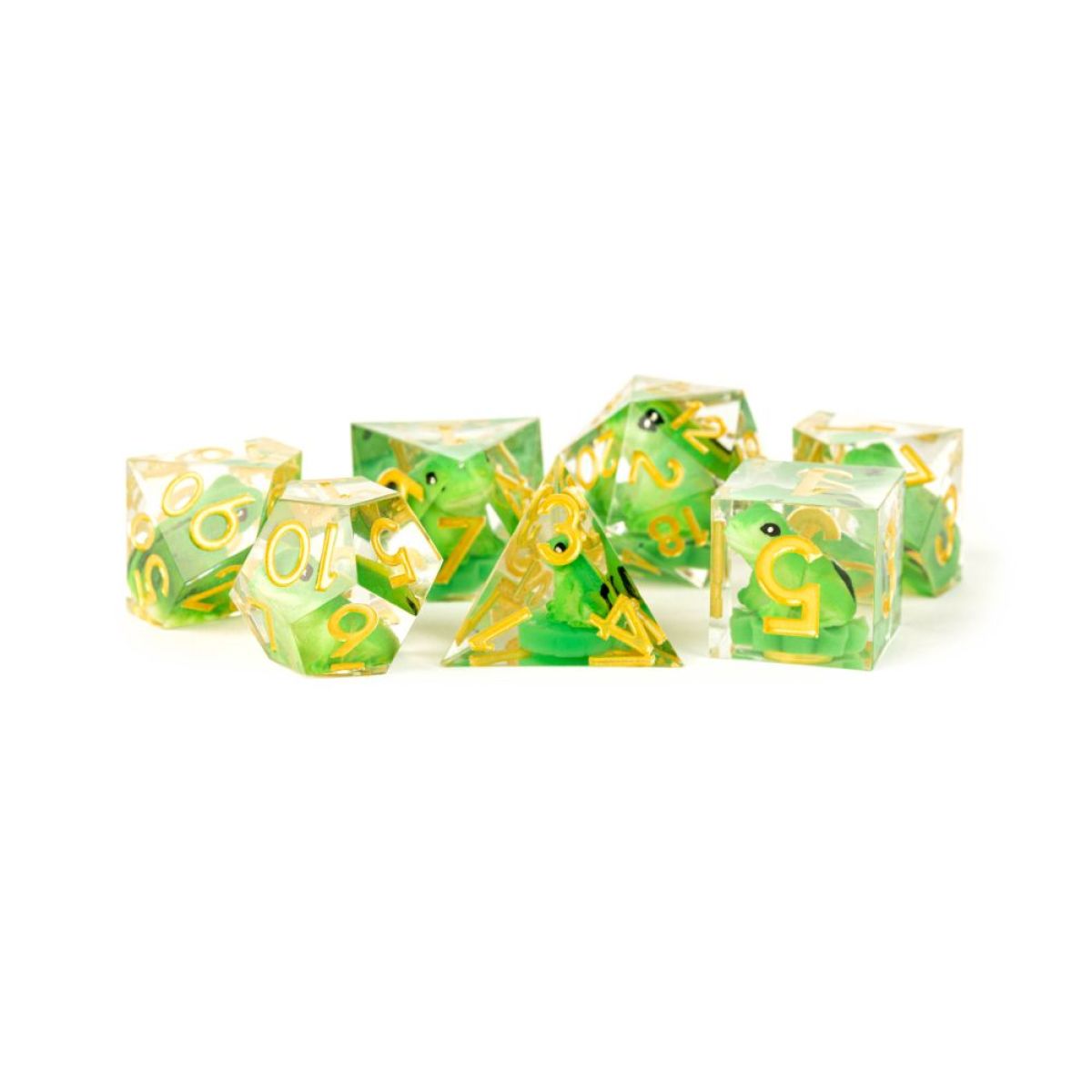 Fanroll: Handcrafted Sharp Edge Resin Dice Set: Frog Dice