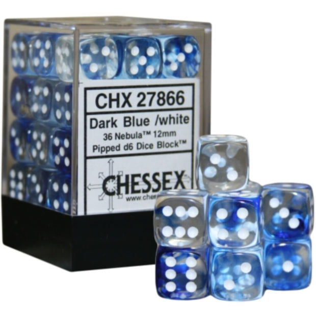 CHX 27866 Nebula 12mm d6 Dark Blue/White Block (36)