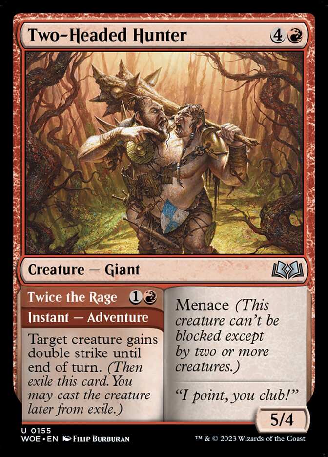 Two-Headed Hunter // Twice the Rage 155/276 (Wilds of Eldraine)  - Foil