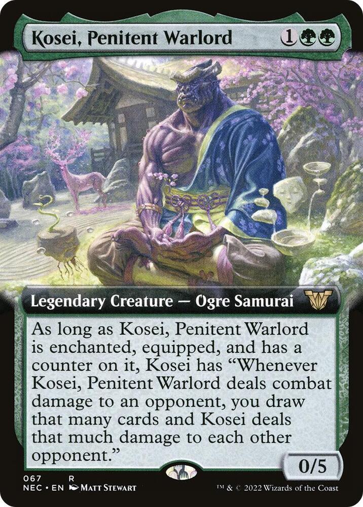 Kosei, Penitent Warlord 67/38 (Commander: Kamigawa: Neon Dynasty)  - Extended Art