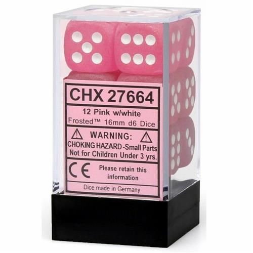 CHX 27664 Frosted 16mm d6 Pink/White Block (12)