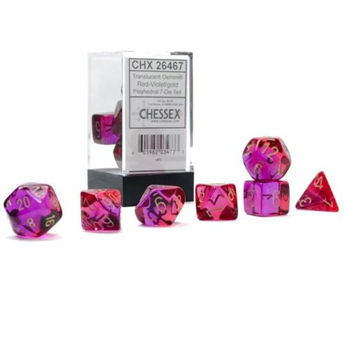 CHX 26467 Gemini Translucent Red-Violet/gold Luminary 7-Die Set